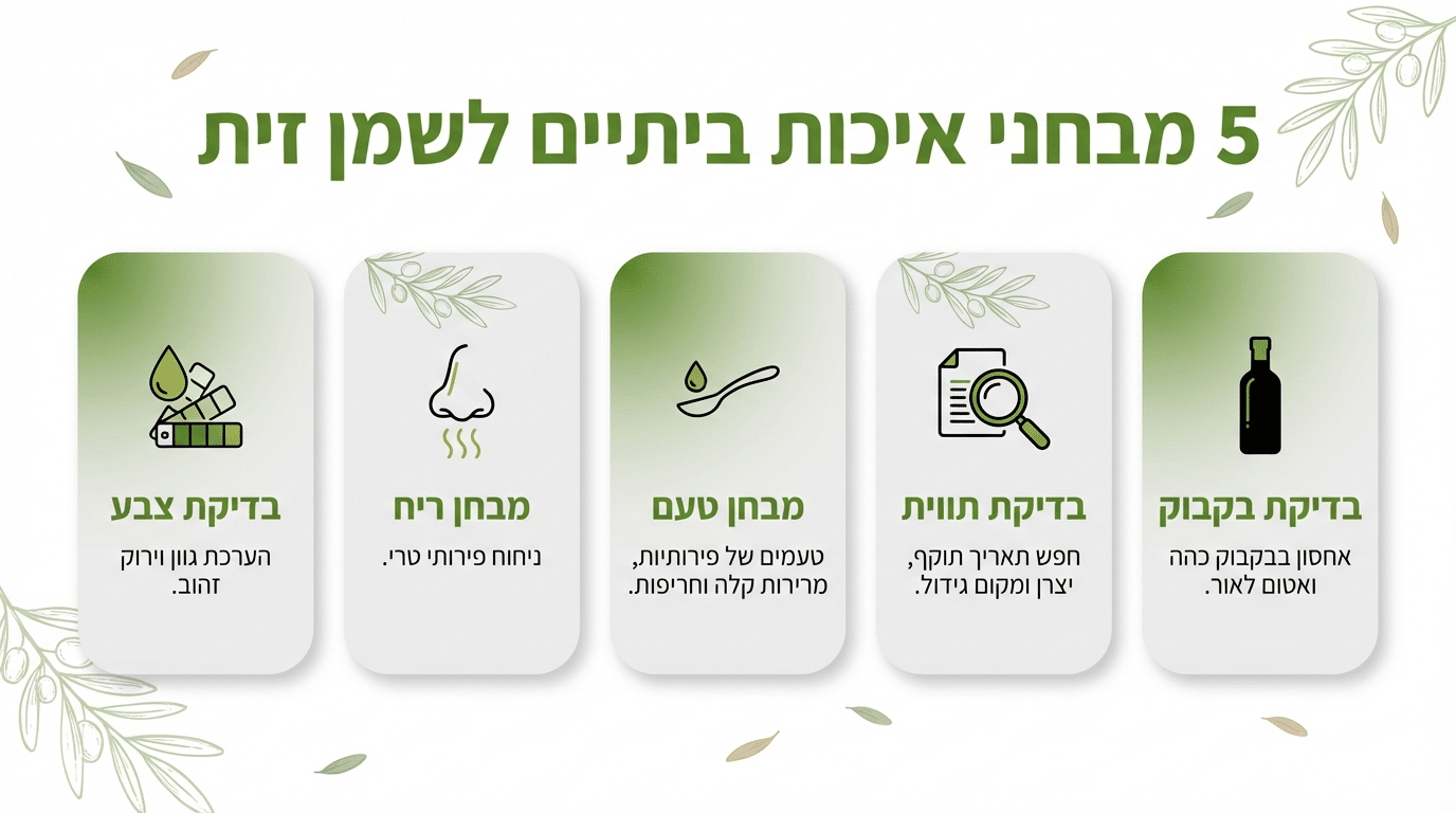 חמש בדיקות ביתיות לזיהוי שמן זית איכותי