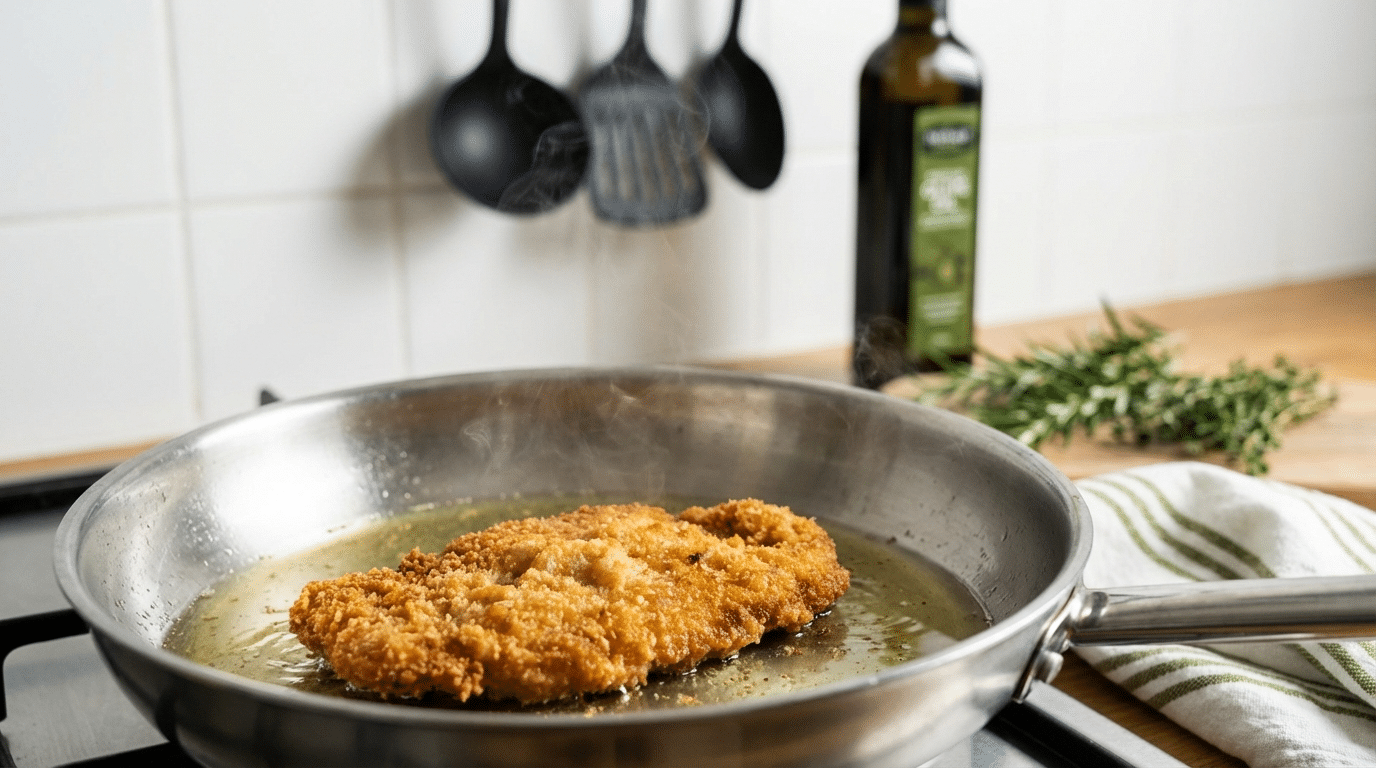שניצל מוזהב מושלם מטוגן בשמן זית איכותי