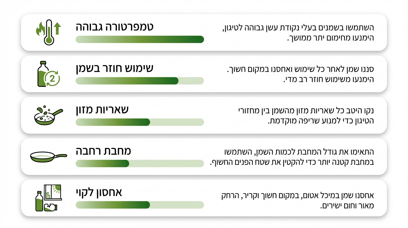 גורמים שמורידים נקודת עשן בפועל — מיפוי מקיף