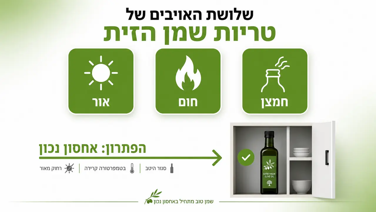 איך לאחסן שמן זית בבית כדי שלא יתקלקל ויישאר טרי