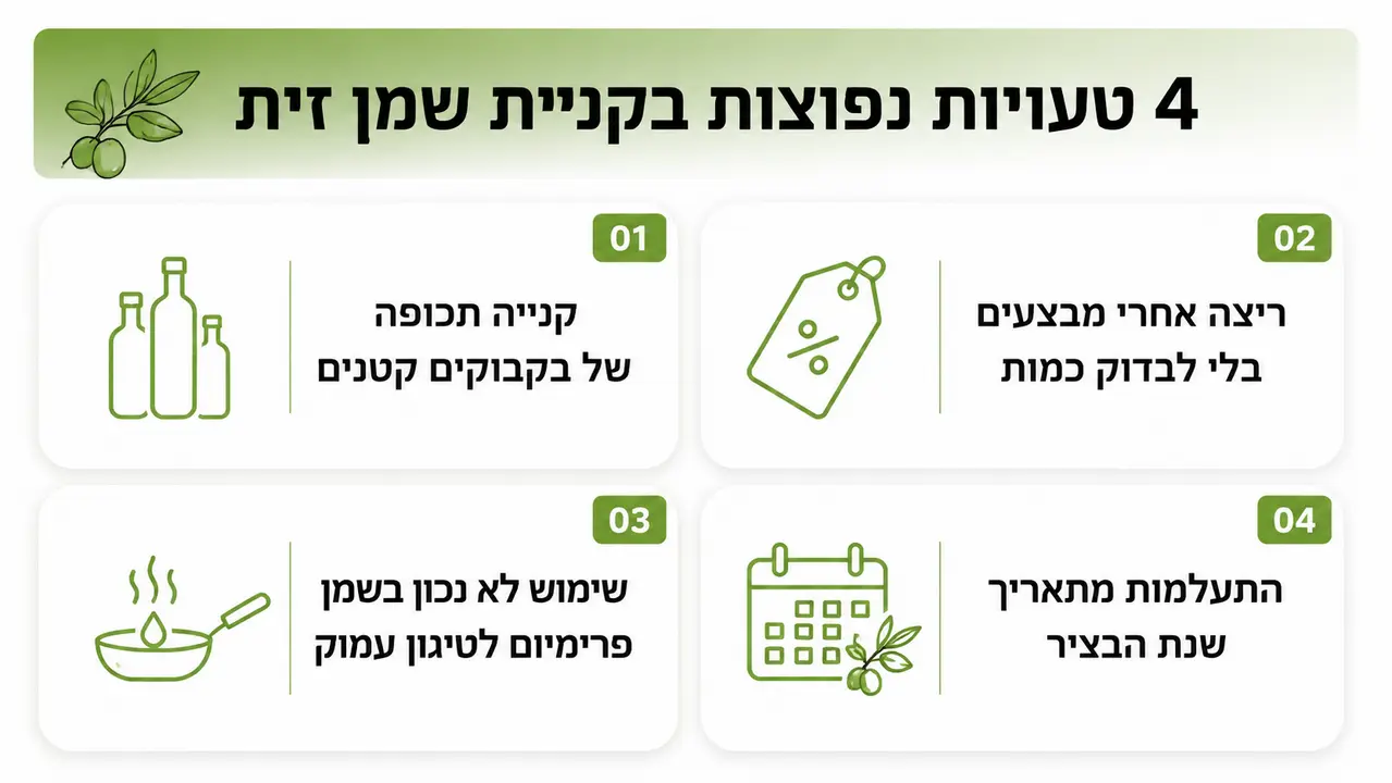 טעויות נפוצות שמייקרות את מחיר שמן הזית לליטר