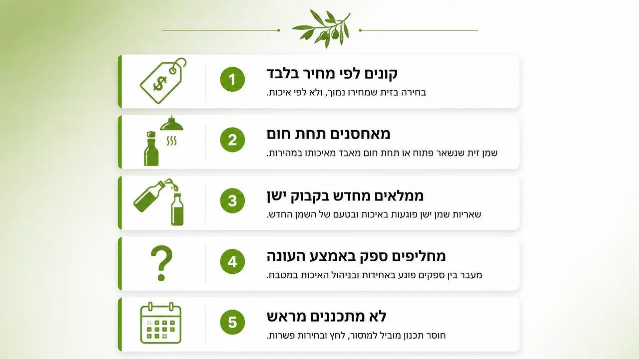 חמש טעויות שחוזרות שוב ושוב במטבחים מקצועיים בשימוש בשמן זית