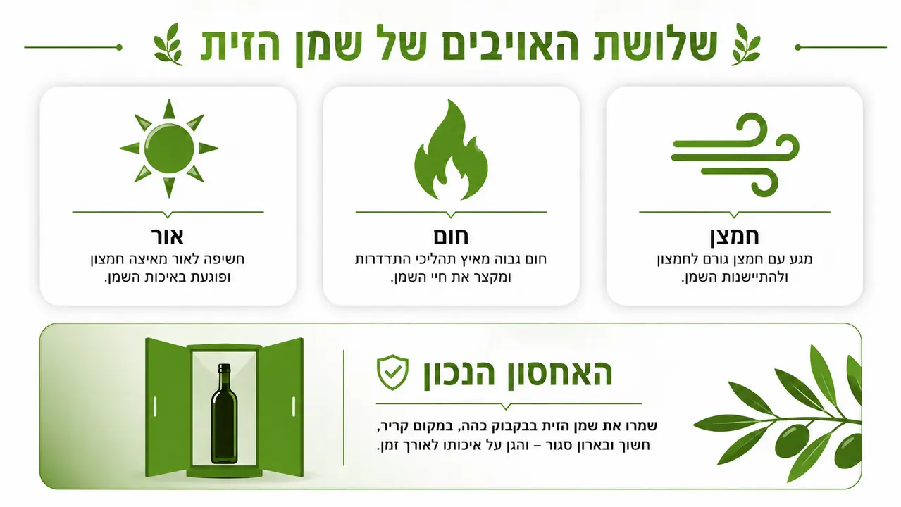 שמירה על איכות שמן הזית לאורך זמן