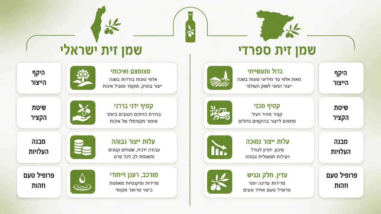השוואה בין שמן זית ישראלי לשמן זית ספרדי
