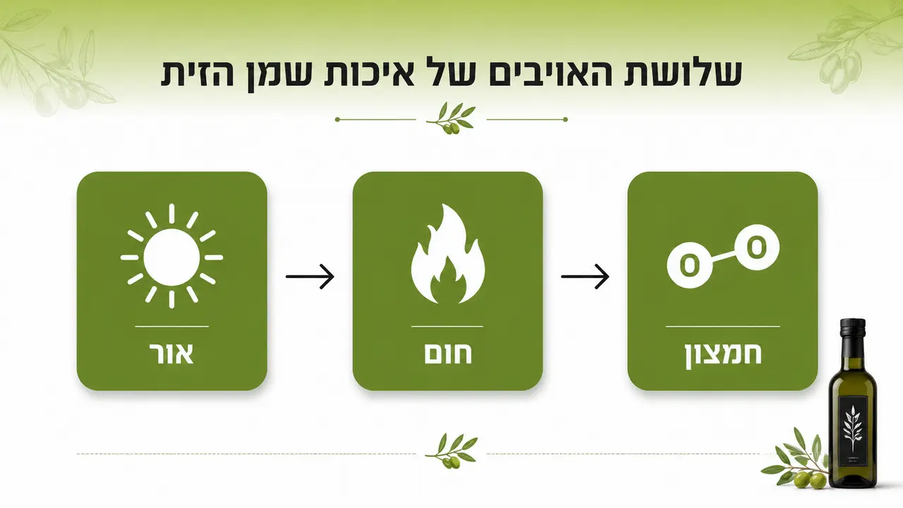 אור חום וחמצן - למה האריזה חשובה כל כך לשמן זית